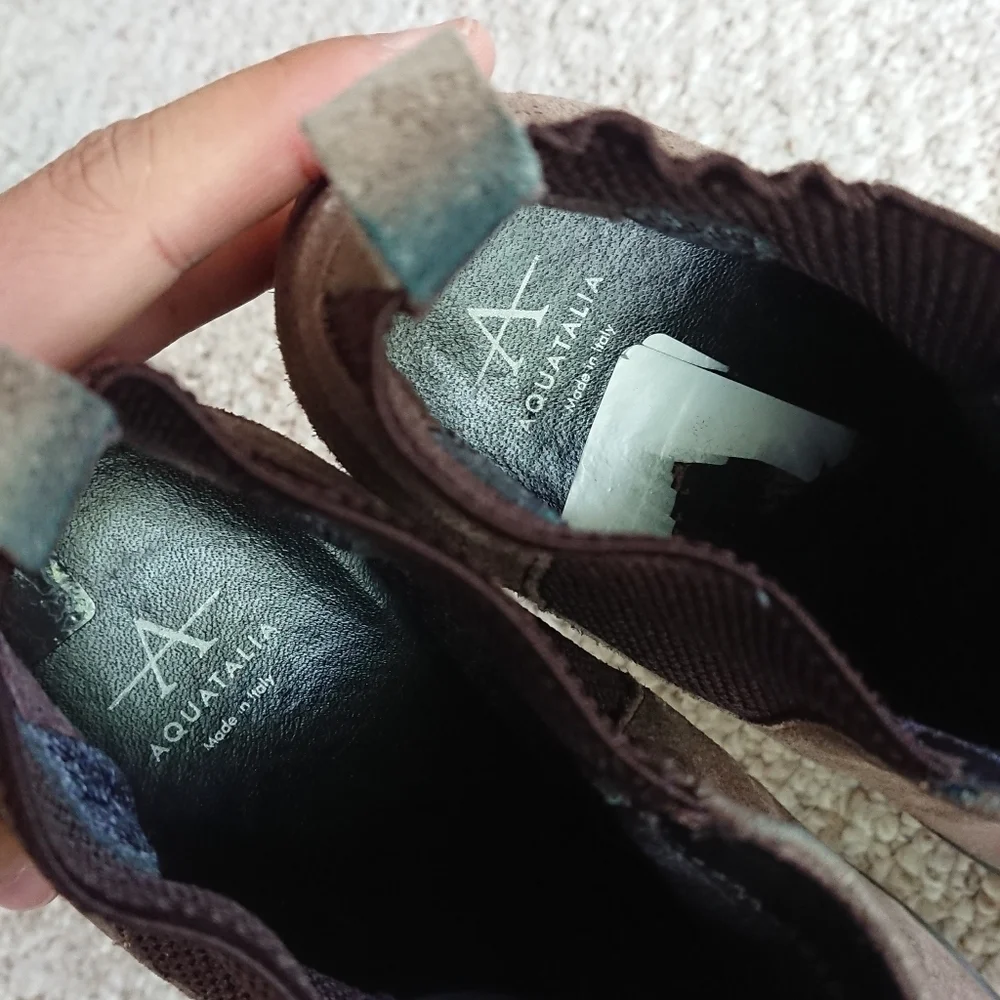 Aquatalia Claire Waterproof Suede Wedge ankle Bootie size 7.5